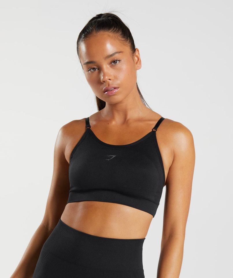 Women\'s Gymshark Flex Strappy Sports Bra Black | NZ 0KILRD